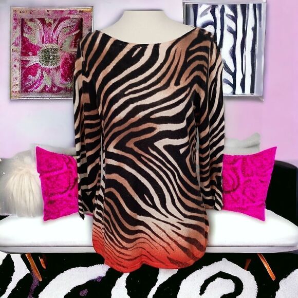 Lauren Ralph Lauren Linen Blend Tunic PL Zebra Sweater Lightweight Animal Print. - Picture 13 of 15